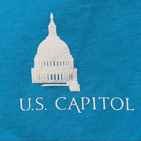 US Capital Washington DC Baby Blue Spirit Jersey Long Sleeve Spell Out T Shirt - Picture 4 of 7
